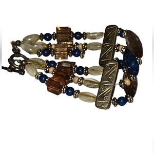 Handmade Three Row Beaded Bracelet.